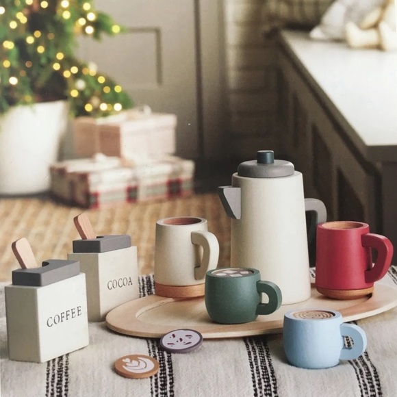 New Hearth and Hand Pretend Play Wooden Coffee Cocoa set - Picture 1 of 5